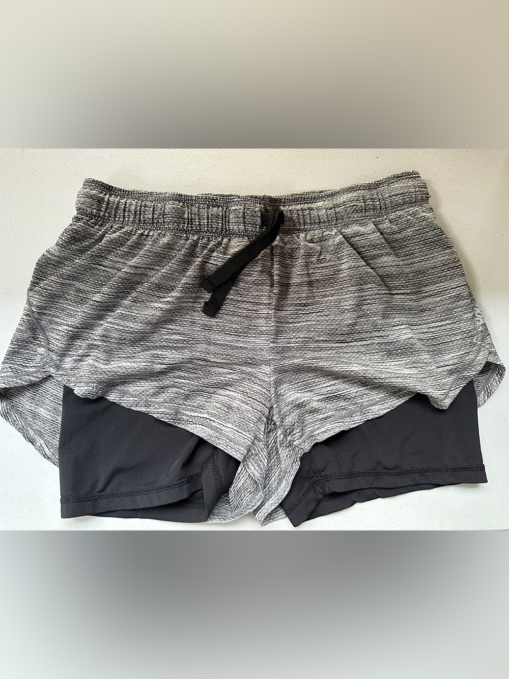 Reebok Grey Space-Dye Running Shorts with Black Liner Sz Small